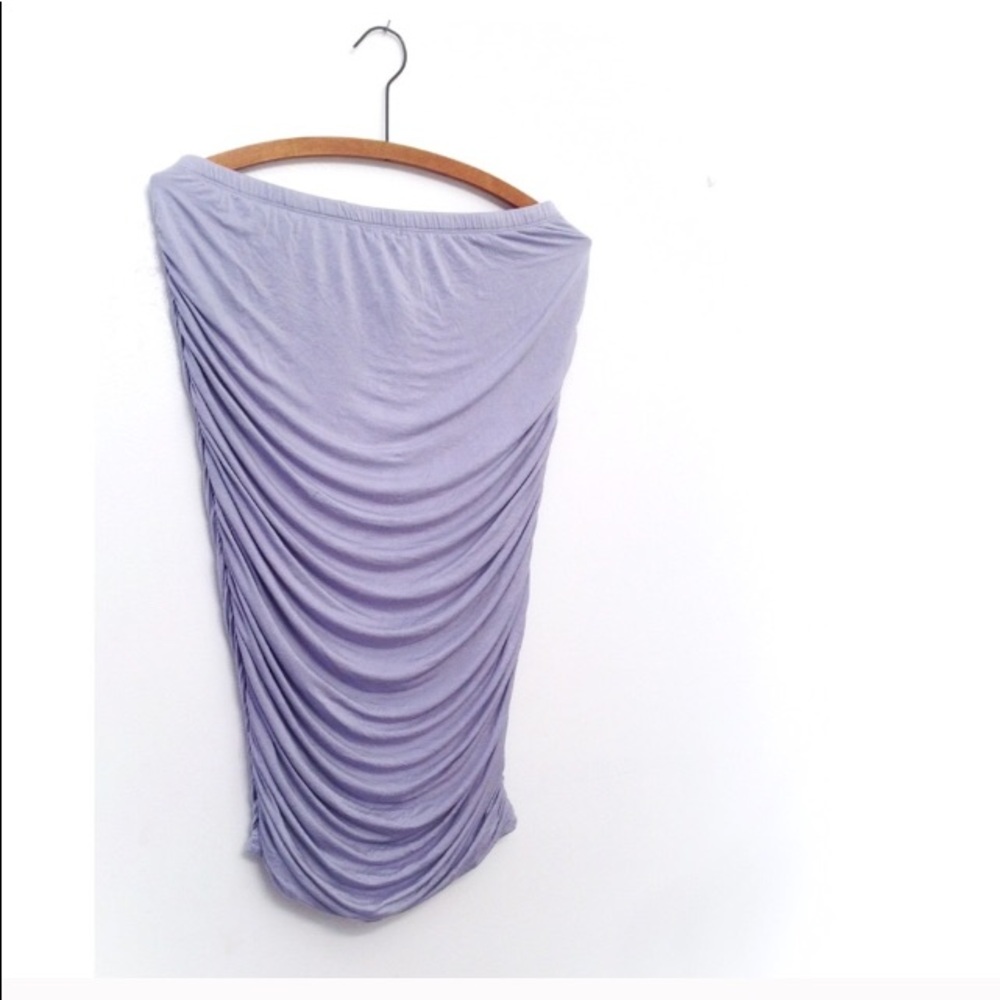 724 Ruched Lavender Skirt Fashion Pencil Midi Sz M - Picture 2 of 8
